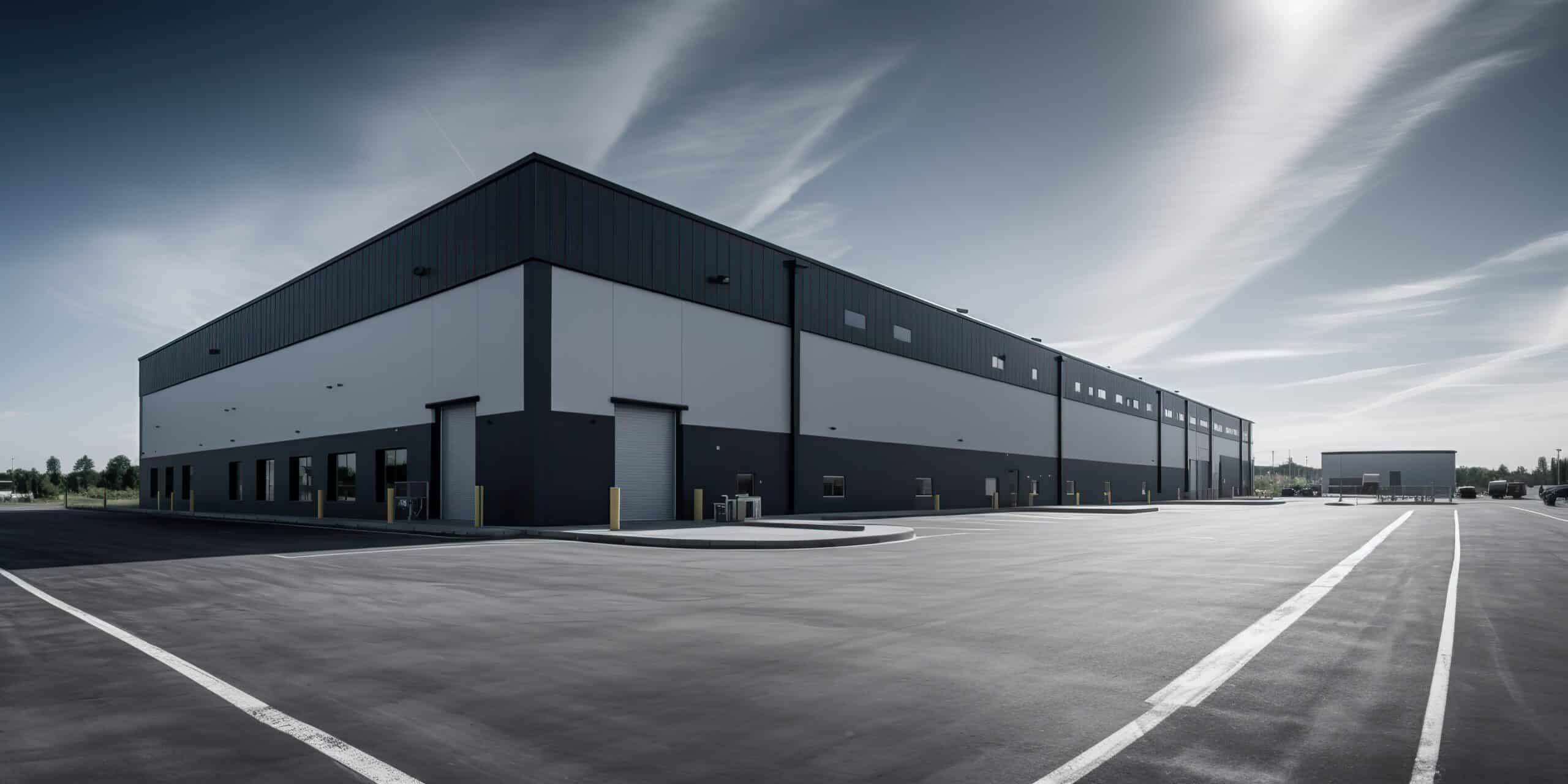 Realistic render of logistic business transport warehouse dock station