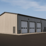 cold formed steel light industrial building with warehouse and 3x qhite roll up doors