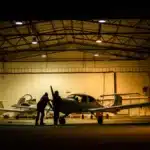 Steel airplane hangar